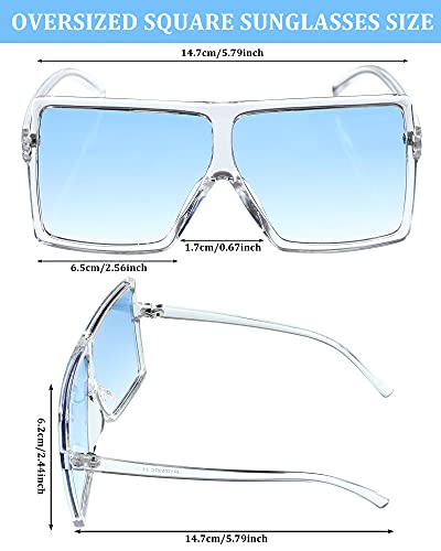 Frienda 20 Pairs Square Oversized Sunglasses for Women Men Flat Top Stylish Summer Shades Oversize Sunglasses, 20 Designs3