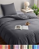 Utopia Bedding Bettwäsche 135x200 Set   Mikrofaser Bettbezug 135x200 cm + 1 Kissenbezug 80x80 cm   Grau