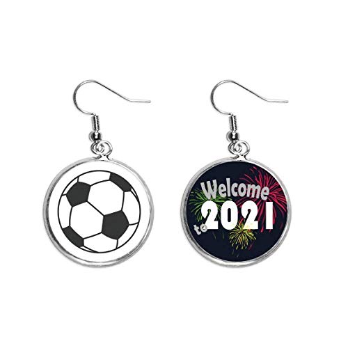 Pendientes de fútbol colgantes plata de ley talla M diseño deportivo