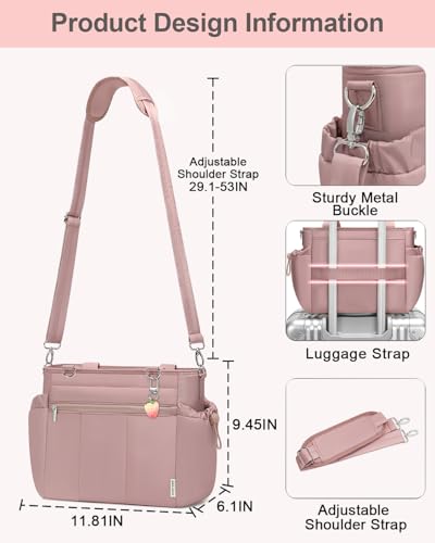 Lunch Box for Women Lunch Bag Tote - Soft Lightweight Large Lunchbox - Insulated Cooler Bag with Adjustable Shoulder Strap for Adult Work Office Camping Outdoor Picnic Travel Beach Shopping 10L Pink — view 3