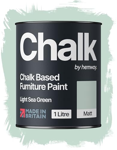 Chalk Based Furniture Paint, Light Sea Green 1L, Matt Finish Shabby Chic, Chalk Paint Furniture & Walls, Quick Dry & 1 Coat, Hemway