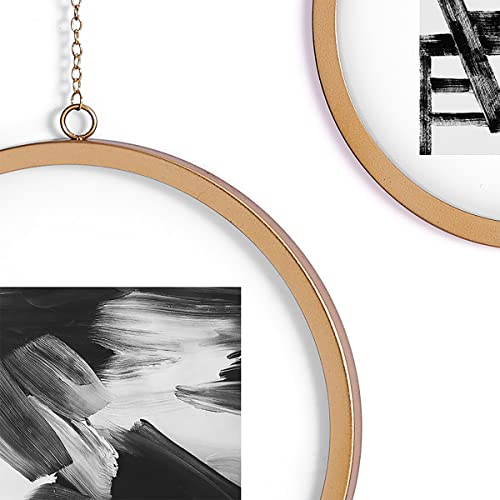 Melannco Hanging Metal Chain Round Floating Frames, Gold Finish, Includes Hanging Hardware, Set Of 3 #TOP2