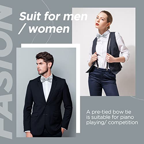 Pafuwei Silver Sparkling Glitter Men's Pre-Tied Bow Tie, Shiny Sequins Bowtie Bling Bow Ties Adjustable Length Glittering Bow Tie For Carnival Party #TOP6