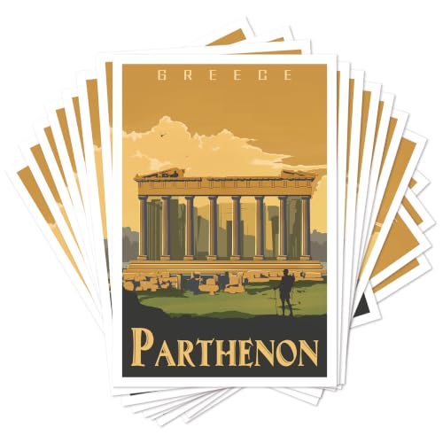 gaeaverse Vintage Europe Travel Postcards, 20 Pack (Greece-Parthenon)