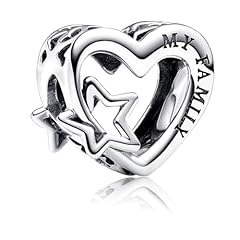 Openwork Family Heart & Star Charm