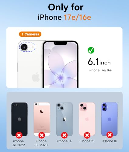 Image of FNTCASE for iPhone 17e Case: iPhone 16e Phone Case [Magnetic Stand] [Compatible with Magsafe] Translucent Matte Military Grade Shockproof Drop Protective Phone Cover,Black