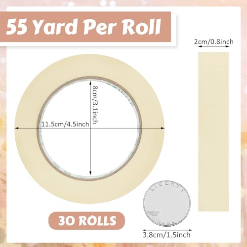 Image of Fainne 30 Rolls Masking Tape Bulk 0.8 Inch 55 Yards