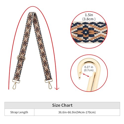 Image of ZOOEASS Wide Shoulder Strap Adjustable Replacement Belt Guitar Style Crossbody Bag Handbag Strap Multicolor Canvas Straps(Wide:1.5in)(Color8)