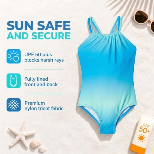 Image of Kanu Surf Girls Jasmine Beach Sport Halter One Piece Swimsuit