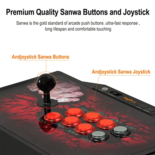 Pxn X9 Fighting Joystick - Diy Sawan Arcade Joystick, Arcade Fight Stick With Turbo & Macro And Dp/Ls/Rs Functions, Compatible Android, Tv, Pc, Ps3, Ps4, Xbox One, Xbox Series X|S, Switch #TOP3