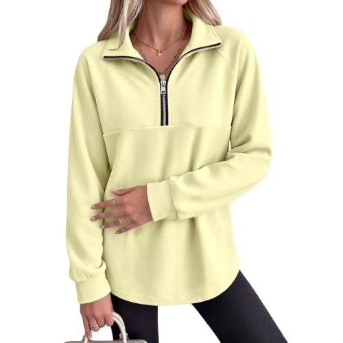 Fleece Pullover Women Cozy Drop Shoulder Mock Neck Quarter Zip Sweatshirt - image 7