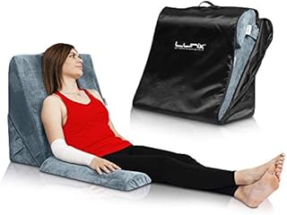 Lunix LX6 3pcs Orthopedic Bed Wedge Pillow Set, Post Surgery Memory Foam for Back,Leg and Knee Pain Relief, Sitting Pillow for Reading, Adjustable Pillows for Acid Reflux and GERD for Sleeping Navy