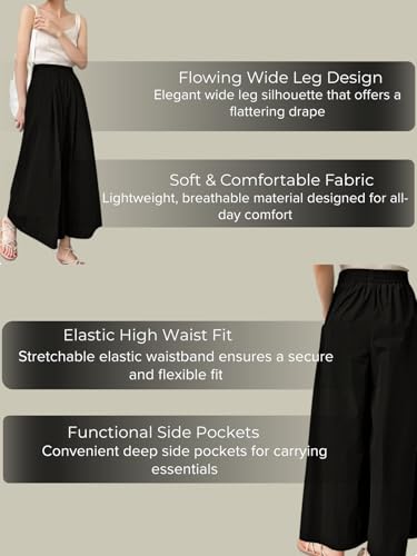 Image of Leriya Fashion Women High Waist Wide Leg Trousers | Casual & Formal Poly Cotton Pants for Women | Loose Fit Track Pants | Relaxed Fit Pleated Trousers for Casual & Semi-Formal Wear