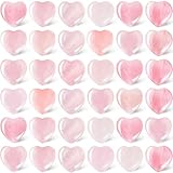 40 Pcs Rose Quartz Natural Heart Crystals,Mini Pocket Polished Healing Stones,Valentine Pink Heart Gifts for Mother Women