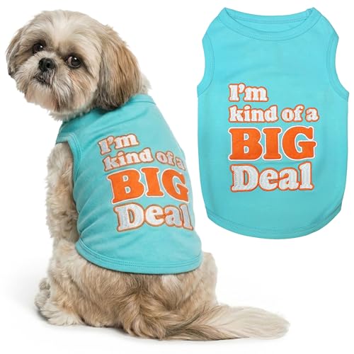 Parisian Pet Dog Shirt – 100% Cotton Shirts for Medium Dogs – Sleeveless Big Deal Pet Vest – Lightweight and Breathable Dogs Apparel – Cute Summer Dog Clothes - Stretchy T Shirts for Pets