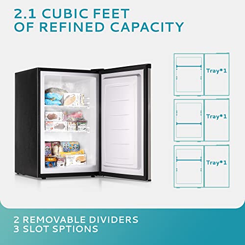 Euhomy Upright Freezer, 2.1 Cubic Feet, Single Door Compact Mini Freezer With Reversible Stainless Steel Door, Removable Shelves, Small Freezer For Home/Dorms/Apartment/Office (Silver) #TOP1