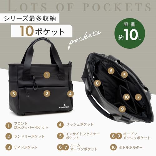 [PYKES PEAK] パイクスピーク ゴルフ ラウンドトートバッグ ラウンドポーチ 【防水 撥水加工】 カートバッグ ラウンドバッグ ゴルフバッグ メンズ レディース【ネイビー】 5枚目