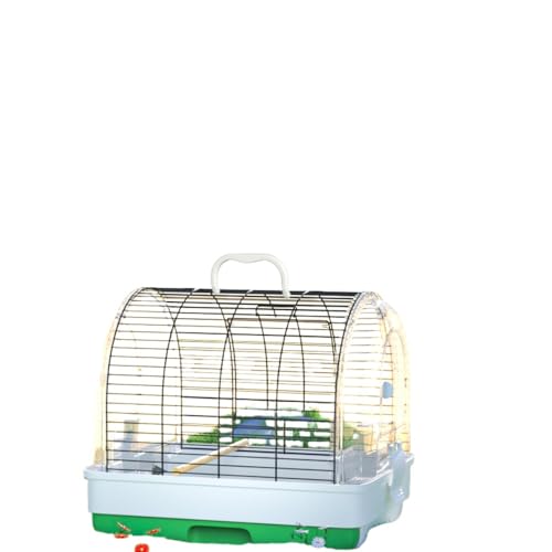 YAKINO 鳥類オウムケージ オウム用給餌器付き コンゴウインコ・オカメインコ・ラブバード等小動物に適用 (グリーン(シングルケージ),42*32*37)