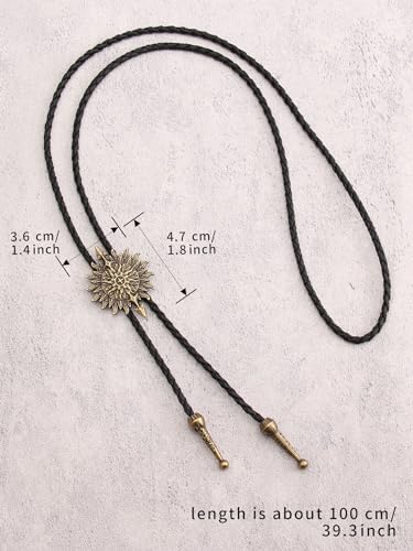 Image of Jeilwiy Bolo Tie for Men Western Cowboy Tie Necklace Gold Bolo Tie Leather Necktie Halloween Tie Accessories for Women