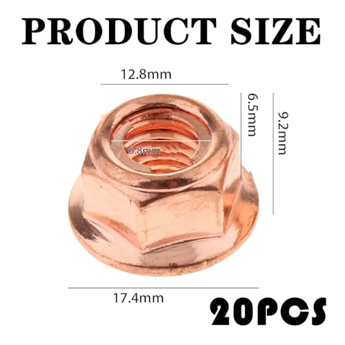 15 Stück Auspuffmutter M8 Sechskant,Stehbolzen M8,Krümmer Muttern,Kupferschraubeauspuffschraube,Auspuff Stehbolzen,AuspuffkrüMmer Mutter Kopfbolzen,Selbstsichernde Kupfermutter,für Bmw E30