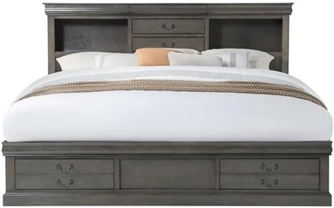 Acme Louis Philippe III - Queen Bed w/Storage in Dark Gray