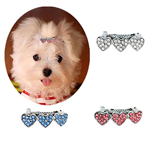 LtuzPet 3pcs perro tiara corona clips de pelo de cristal Rhinestone pasador clips Cover