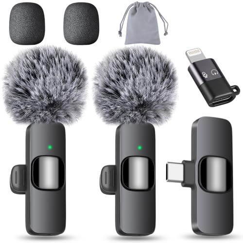 MAYBESTA Wireless Lavalier Microphone for iPhone & Android Phone - Lapel Mini Microphones for Audio...