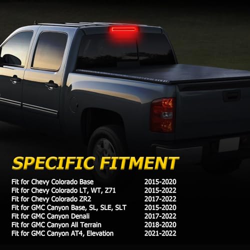 AUXMART Luz de freio LED de montagem alta para Chevrolet Colorado Canyon 2015-2022, conjunto de lâmp