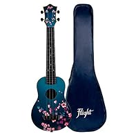 Beautiful printed top Laminated Linden Wood sound board ABS neck, back and fingerboard for maximum durability Black strap button & Aquila Sugar Strings Gigbag included