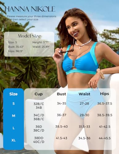 Bikini Sets for Women Tummy Control Push Up Swimsuits 2 Piece Metal Padded Bathing Suit Top Vacation Swim Suit (Blue01, M) — view 6