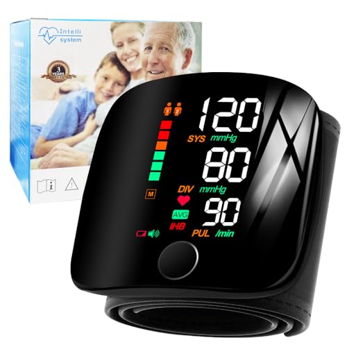 Blood Pressure Monitor Automatic Wrist Machine Large Backlit Display Adjustable Cuff Blood Pressure Detector Voice Broadcast with Carrying Case