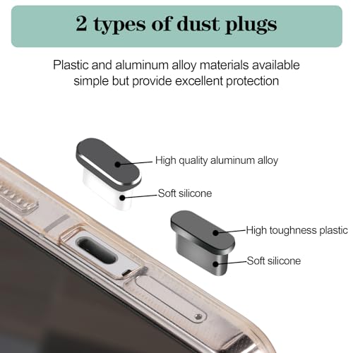 GEEHUA 7 teiliges Telefon Ladeanschluss Reinigungsset, USB C Staubschutz stecker Set, Typ C Anti Staub Abdeckung, Ladeanschluss Schutzkappe mit Reinigungsbürste (Schwarz)