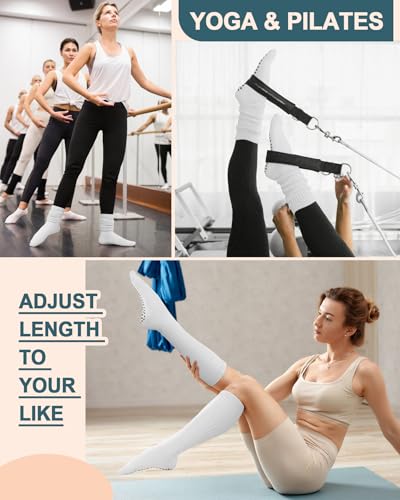 Image of yeuG Pilates Grip Socks for Women Yoga Slouch Socks with Grip for Barre Knee High Boot Socks Long Scrunch Slipper Socks