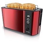 Arendo – Arendo - Edelstahl Toaster Langschlitz 4 Scheiben - Defrost 