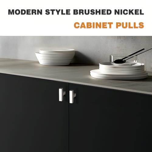 Probrico 30 Pack|2\" Total Length Square Kitchen Cabinet Knobs Cupboard Drawer Handles Stainless Steel Brushed Nickel Knobs 1.4\" Height, Single Hole