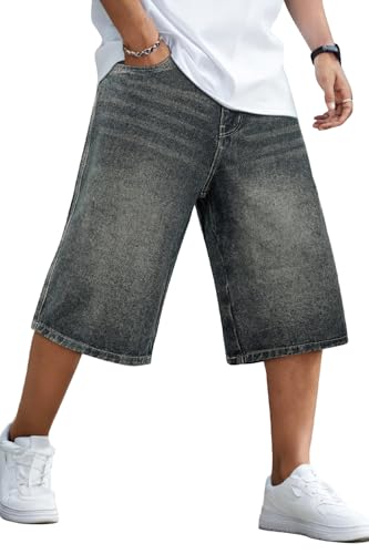 GINGTTO Mens Baggy Jean Shorts Y2k Long Jorts Men Streetwear