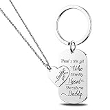 HOFOYA Gifts for Dad Daughter Jewelry, Father Daughter Keychain Gifts, Daddys Girl Birthday Necklace