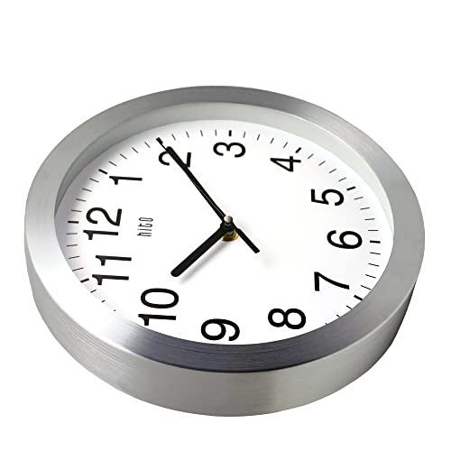 Hito Modern Silent Wall Clock Non Ticking 10 Inch Sweep Movement Aluminum Frame Glass Cover, Decorative For Kitchen, Living Room, Bedroom, Bathroom, Bedroom, Office #TOP2