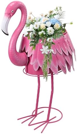 Metal Standing Flamingo Planters with Drain Hole Flamingo Flower ...