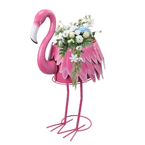 Chonsun Metal Standing Flamingo Planters with Drain Hole Flamingo Flower