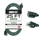 25 Foot Outdoor Extension Cord - 16/3 SJTW Durable Green Extension Cable with 3 Prong Grounded Plug for Safety - Great for Garden and Major Appliances