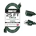 25 Foot Outdoor Extension Cord - 16/3 SJTW Durable Green Extension Cable with 3 Prong Grounded Plug for Safety - Great for Garden and Major Appliances