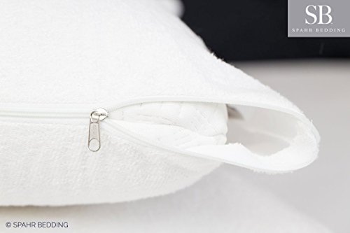Spahr Bedding Safe & Clean Pillow Protectors - 100% Waterproof Pillow Covers - Breathable Cotton Zippered Pillowcases - Protection From Stains And More - Set Of 2 - Queen Size #TOP3