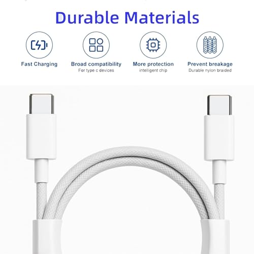Image of Mudo 45W USB Type-C Charger Adapter with USB C to C Cable, Compatible with Phone 3 /3a /2 /2a /2a Plus /Upto 50W Power Charger Support, White