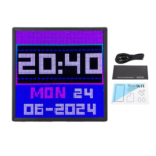 Jauarta Pixel Digital Photo Frame Wall Mount Desktop 64x64 LED Panel Display Frame with APP for Game Room Decor