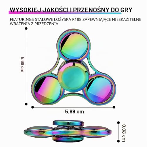 SCIONE Fidget spinner, z metalu, z łożyskiem ze stali nierdzewnej, 3–5 min, wysoka prędkość, dla dzieci, prezent na Wielkanoc (okrągły)