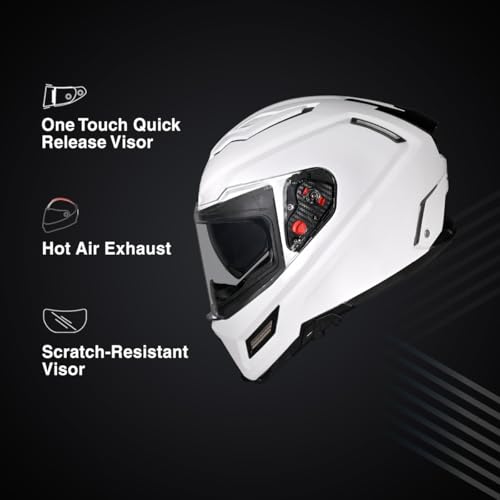 Image of SMK Agnar Solid ISI DOT & ECE 06 Certified Full Face Helmet with Pinlock 30 Antifog Visor (White - S)