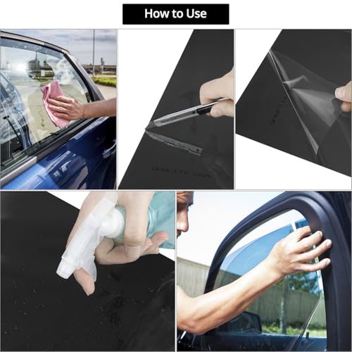 QWORK® 76cm x 3m Autoscheibentönung, 5% VLT, Tönungsfolie Auto Sonnenschutzfolie für Fahrzeuge & Gebäude