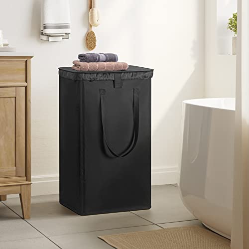 WOWLIVE 100L Laundry Hamper with Lid, Large Foldbale Laundry Basket with 2 Removable Bags and Handles, Tall Collapsible Dirty Clothes Hamper for Laundry Room, Bathroom, Dorm (Black) by WOWLIVE - Image 3