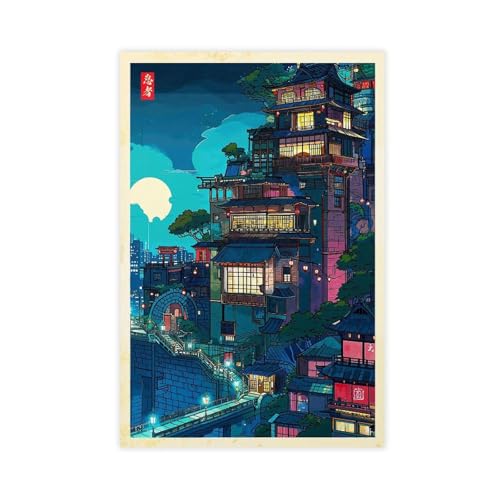Impression sur toile Anime City 1 decoration murale chambre ado